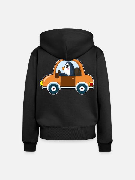 Pinguin Auto - Frauen Premium Bio Zip Hoodie - Schwarz