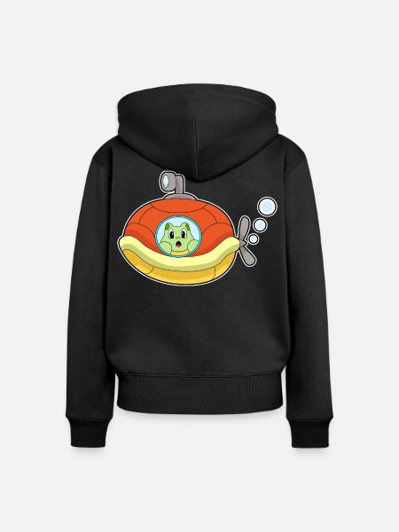 Schildkröte U-Boot - Frauen Premium Bio Zip Hoodie - Schwarz