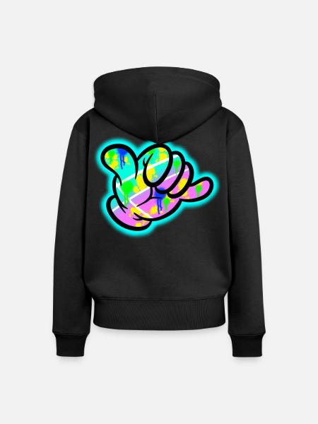 Shaka Graffiti Farbexplosion - Frauen Premium Bio Zip Hoodie - Schwarz