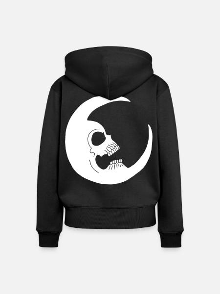 Mondschädel - Frauen Premium Bio Zip Hoodie - Schwarz