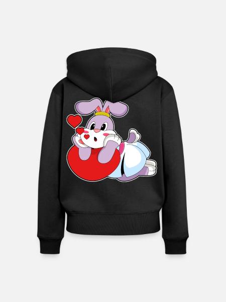 Hase Braut Herz Hochzeit - Frauen Premium Bio Zip Hoodie - Schwarz