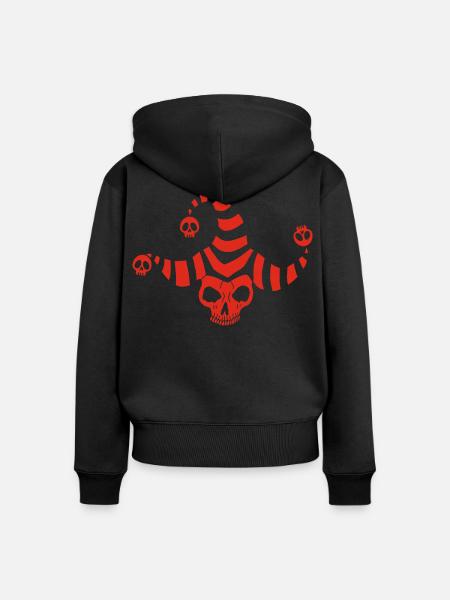 Roter Goblin-Schädel - Frauen Premium Bio Zip Hoodie - Schwarz