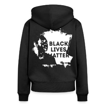 Black Lives Matter - Frauen Premium Bio Zip Hoodie - Schwarz - Hinten - Julia (174cm)