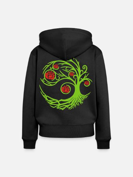 Seltsamer Rosenstrauch - Frauen Premium Bio Zip Hoodie - Schwarz