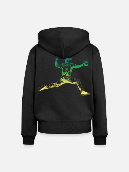 Pitcher Baseball - Frauen Premium Bio Zip Hoodie - Schwarz