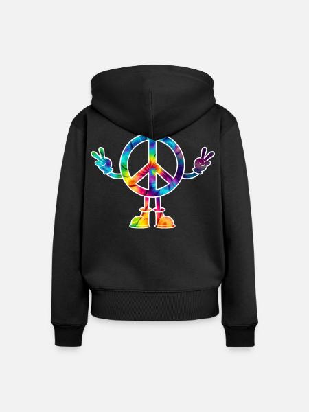 Peacezeichen Friedenszeichen tie dye - Frauen Premium Bio Zip Hoodie - Schwarz