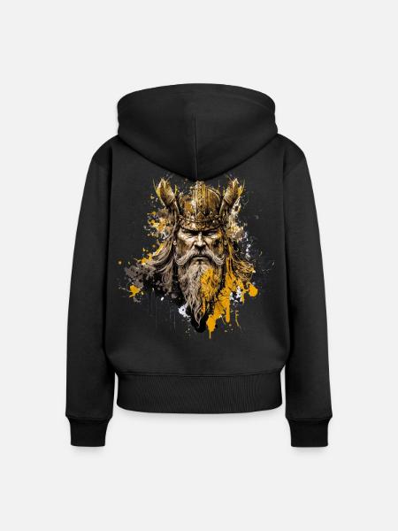 Viking ink splatter style - Frauen Premium Bio Zip Hoodie - Schwarz