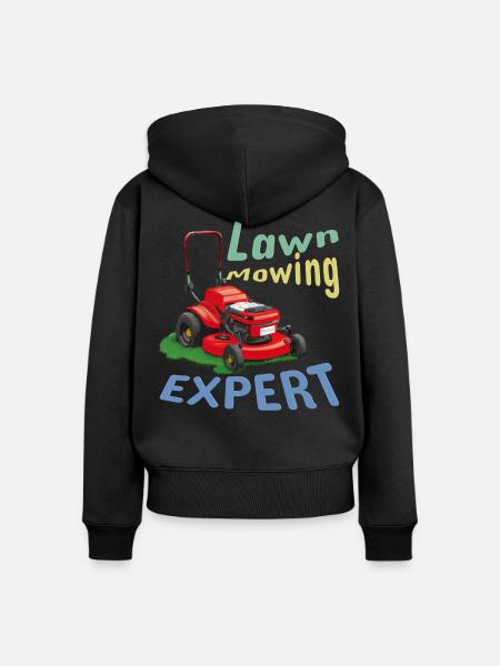 Experte für Rasenmähen - Frauen Premium Bio Zip Hoodie - Schwarz