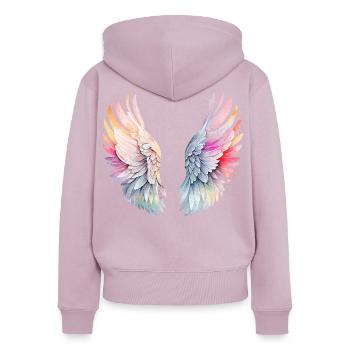 Ailes d'Ange Arc-en-ciel Angelwings - Sweat à capuche zippé Premium bio Femme - rose poudré - Dos - Julia (174cm)