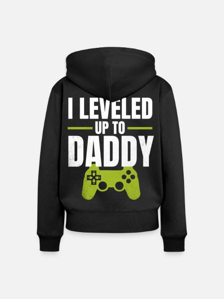 I Leveled Up to Daddy - Frauen Premium Bio Zip Hoodie - Schwarz