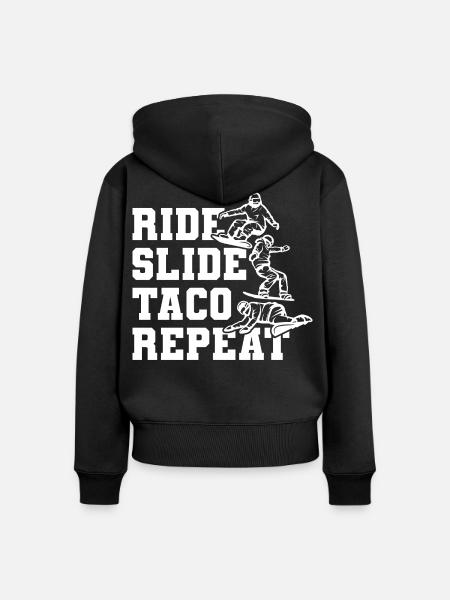 Snowboard Taco - Frauen Premium Bio Zip Hoodie - Schwarz