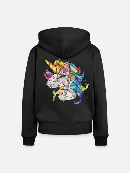 Einhorn Rainbow Chibi Kind - Frauen Premium Bio Zip Hoodie - Schwarz