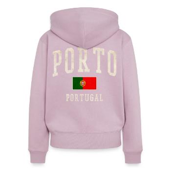 Porto Portugal Vintage Print - Women's Premium Organic Zip Hoodie - dusky pink - Back - Julia (174cm)