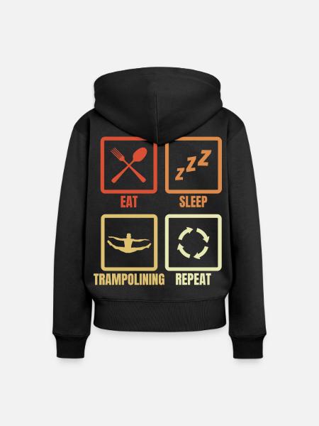Eat Sleep Trampoline Repeat - Frauen Premium Bio Zip Hoodie - Schwarz
