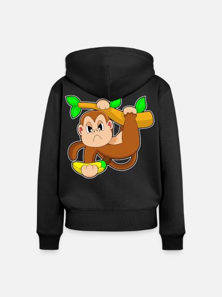 Affe Bodybuilder Hantel Bodybuilding - Frauen Premium Bio Zip Hoodie - Schwarz