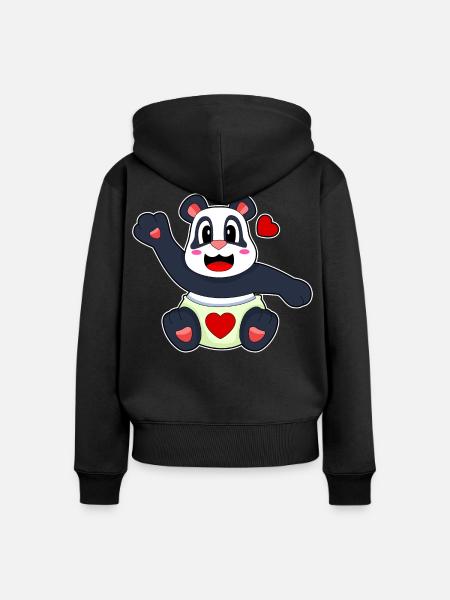 Panda Baby Windel - Frauen Premium Bio Zip Hoodie - Schwarz