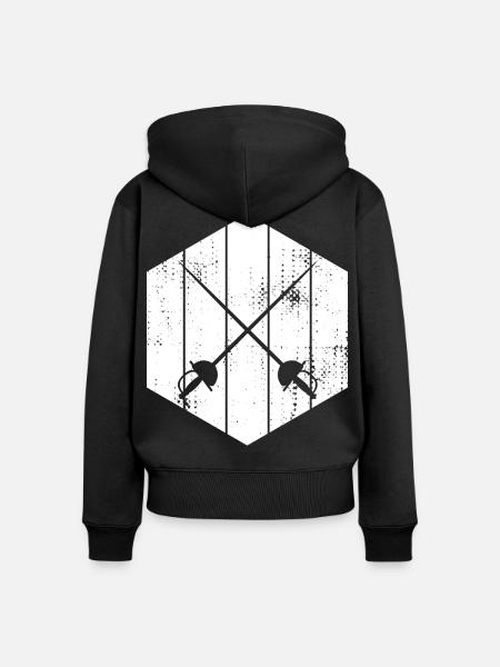 Fechter Schwerter Skizze - Frauen Premium Bio Zip Hoodie - Schwarz