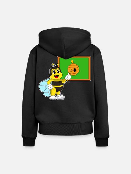 Biene Lehrer Zeigestab Schule - Frauen Premium Bio Zip Hoodie - Schwarz
