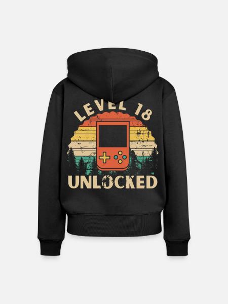 Level 18 freigeschaltet - Frauen Premium Bio Zip Hoodie - Schwarz