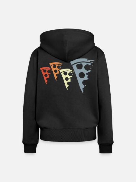 Retro Pizza Skizze - Frauen Premium Bio Zip Hoodie - Schwarz