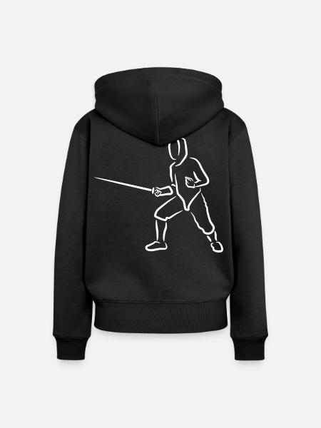 Fechter Zeichnung - Frauen Premium Bio Zip Hoodie - Schwarz