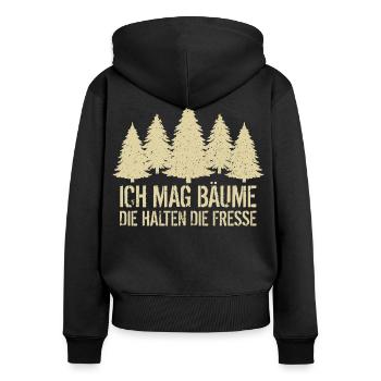 Wandern - Frauen Premium Bio Zip Hoodie - Schwarz - Hinten - Julia (174cm)