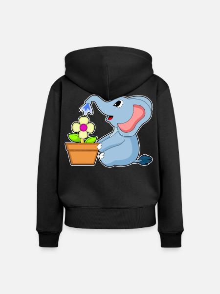 Elefant Blume - Frauen Premium Bio Zip Hoodie - Schwarz
