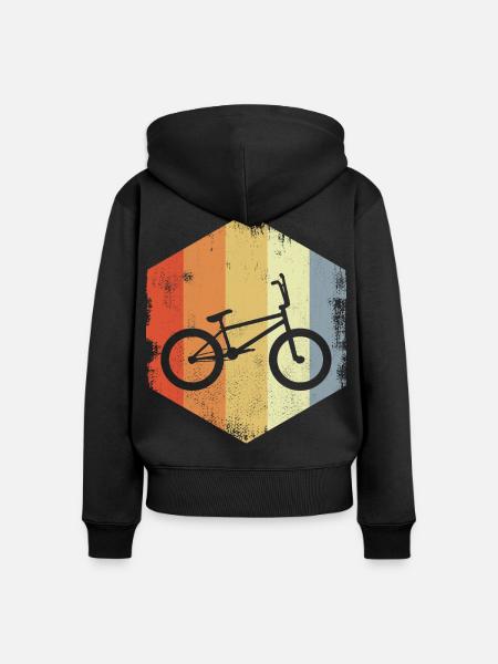Retro BMX - Frauen Premium Bio Zip Hoodie - Schwarz