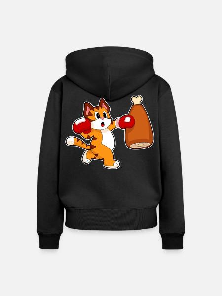 Tiger Boxer Boxsack Boxen - Frauen Premium Bio Zip Hoodie - Schwarz