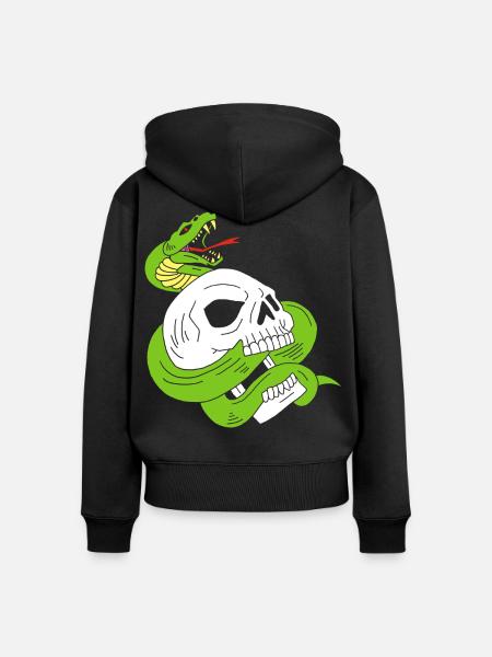 Der Schädel und die Schlange - Frauen Premium Bio Zip Hoodie - Schwarz