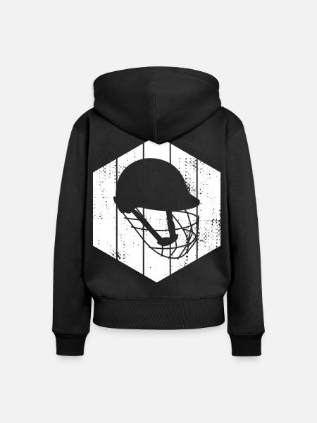 Crickethelm Zeichnung - Frauen Premium Bio Zip Hoodie - Schwarz