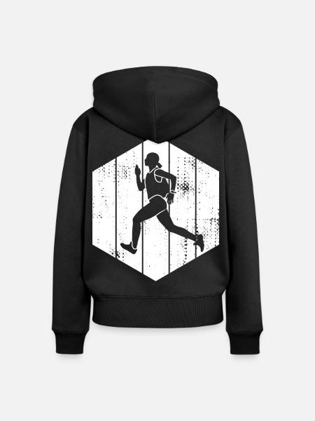 Läufer Mädchen - Frauen Premium Bio Zip Hoodie - Schwarz