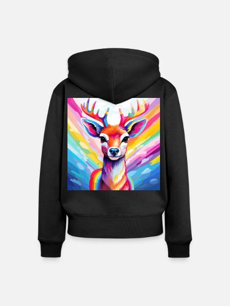 Pride Reindeer - Frauen Premium Bio Zip Hoodie - Schwarz