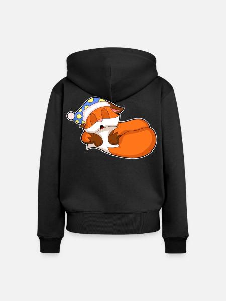 Fuchs Schlafen Nachtmütze - Frauen Premium Bio Zip Hoodie - Schwarz