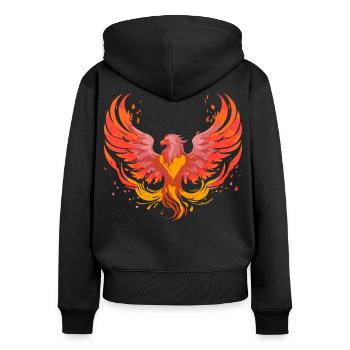 Phénix Phönix - Sweat à capuche zippé Premium bio Femme - noir - Dos - Julia (174cm)