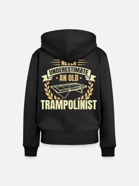 Trampolin Großvater - Frauen Premium Bio Zip Hoodie - Schwarz
