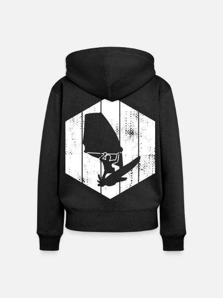 Lustiger Windsurfer - Frauen Premium Bio Zip Hoodie - Schwarz