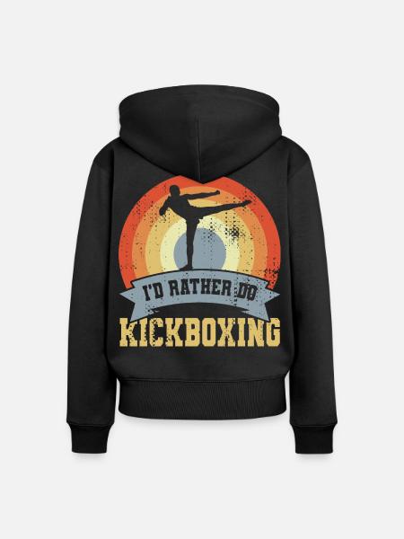 I'd Rather Do Kickboxing - Frauen Premium Bio Zip Hoodie - Schwarz