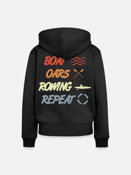 Boat Oars Rowing Repeat - Frauen Premium Bio Zip Hoodie - Schwarz