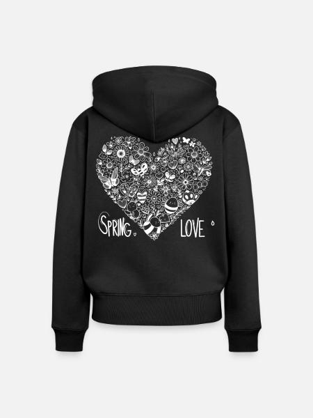 spring love - Frauen Premium Bio Zip Hoodie - Schwarz