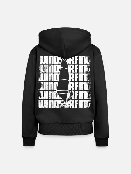 Lustiger Windsurfer - Frauen Premium Bio Zip Hoodie - Schwarz