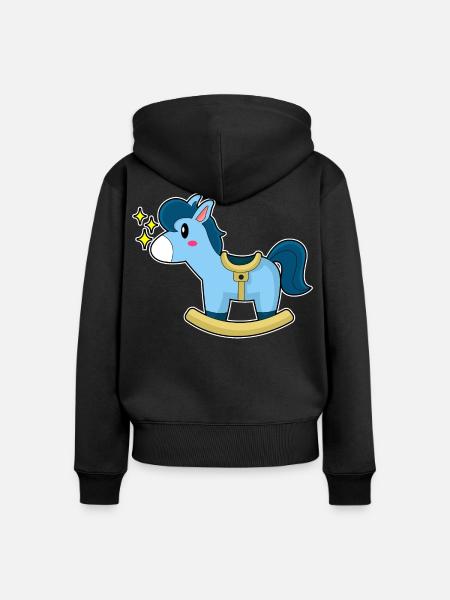 Süßes Schaukelpferd - Frauen Premium Bio Zip Hoodie - Schwarz
