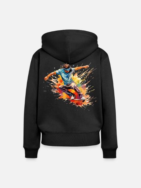 Skater Splash Freestyle Retro - Frauen Premium Bio Zip Hoodie - Schwarz