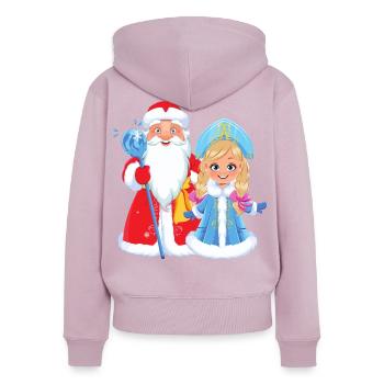 Ded Moroz Snegurotschka russischer Weihnachtsmann - Frauen Premium Bio Zip Hoodie - Altrosa - Hinten - Julia (174cm)