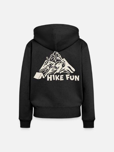 Wanderspaß [Weiß] - Frauen Premium Bio Zip Hoodie - Schwarz