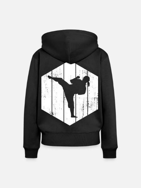 Karate Mädchen - Frauen Premium Bio Zip Hoodie - Schwarz