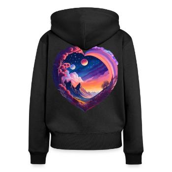 Le Songe d’une nuit d’été - Sweat à capuche zippé Premium bio Femme - noir - Dos - Julia (174cm)