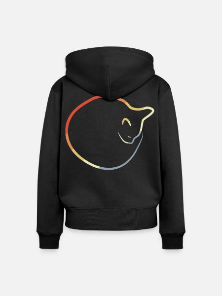 Katze im Retro Look - Frauen Premium Bio Zip Hoodie - Schwarz
