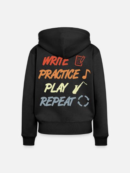 Write Practice Play Repeat - Frauen Premium Bio Zip Hoodie - Schwarz