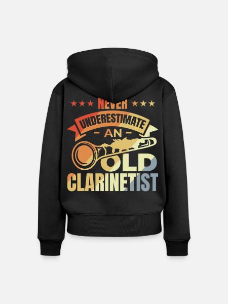 Unterschätze nie alte Klarinettisten - Frauen Premium Bio Zip Hoodie - Schwarz